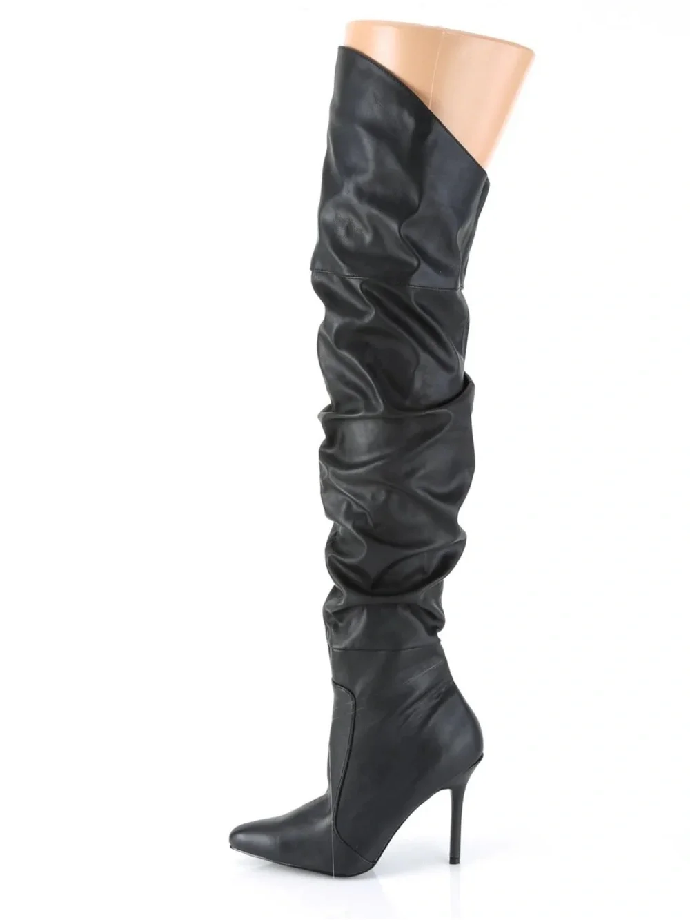 Pleaser Classique-3011 Black Over-the-Knee Slouch Stiletto Boot